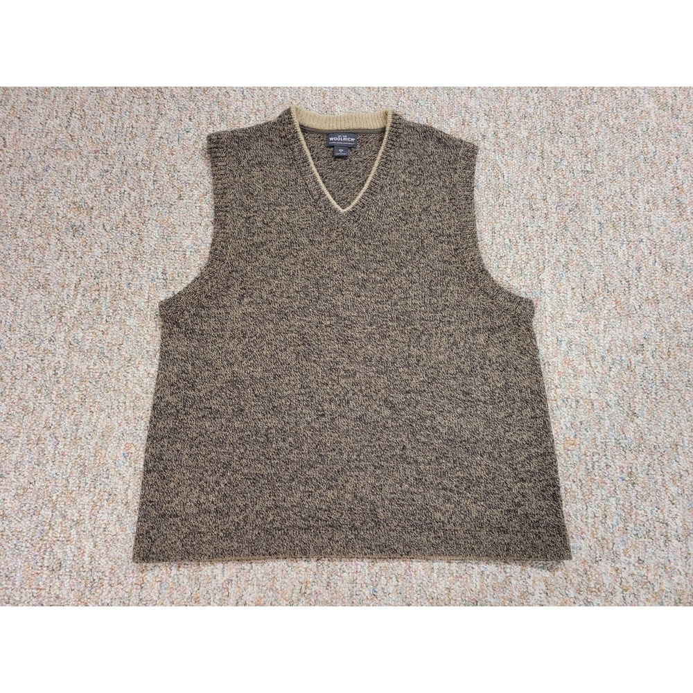 Woolrich Sweater Vest Mens XL‎ Heather Brown Pullover Wool Blend Outdoors Casual